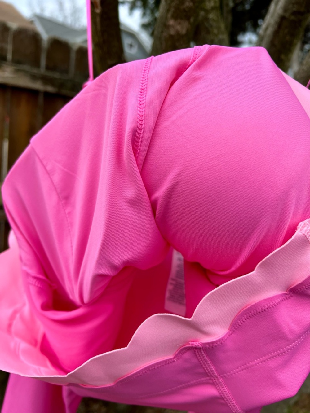 NWT Joy Lab Barbie Pink XXL athletic crop top yoga long sleeve off-shoulder - Picture 6 of 15